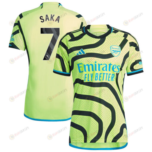 Bukayo Saka 7 Arsenal 2023/24 Away Men Jersey - Yellow