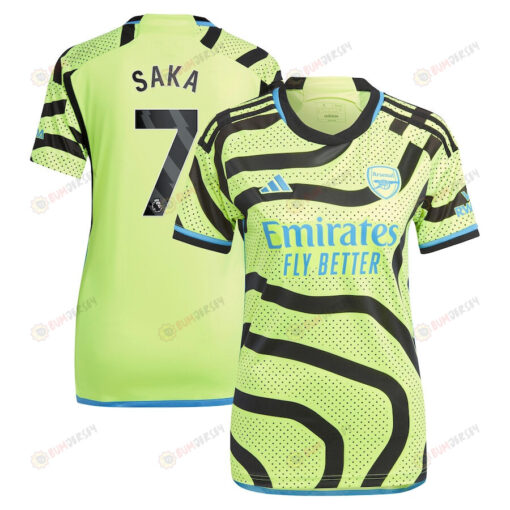 Bukayo Saka 7 Arsenal 2023/24 Away Women Jersey - Yellow