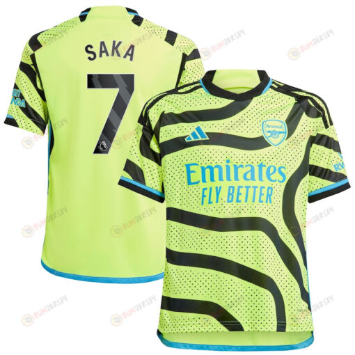 Bukayo Saka 7 Arsenal 2023/24 Away Youth Jersey - Yellow