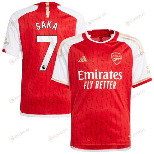 Bukayo Saka 7 Arsenal 2023/24 Home Youth Jersey - Red