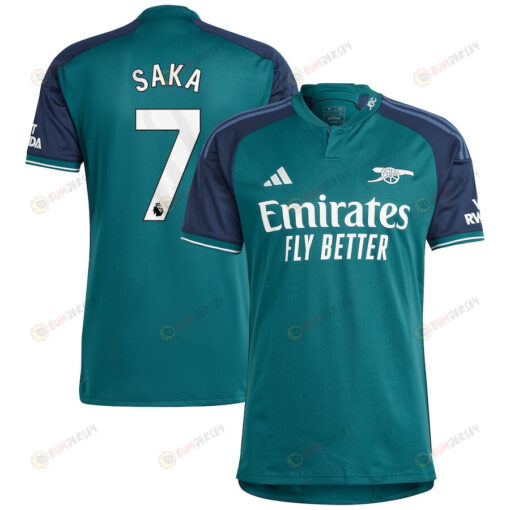 Bukayo Saka 7 Arsenal 2023/24 Third Men Jersey - Green