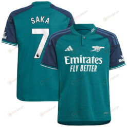 Bukayo Saka 7 Arsenal 2023/24 Third YOUTH Jersey - Green