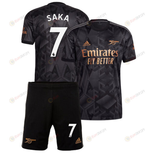 Bukayo Saka 7 Arsenal Away Kit 2022 - 2023 Men Jersey - Black