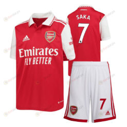 Bukayo Saka 7 Arsenal Home Kit 2022-23 Youth Jersey - Red
