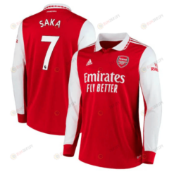 Bukayo Saka 7 Arsenal Long Sleeve Home Jersey 2022-23 - Men Red