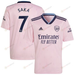 Bukayo Saka 7 Arsenal Youth 2022/23 Third Player Jersey - Pink