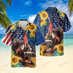 Bull Rodeo Sunflower Hawaiian Shirt Beach Short Sleeve