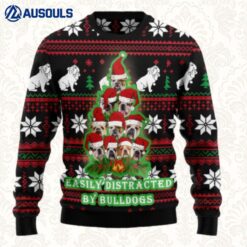 Bulldog Pine Tree Christmas Ugly Sweaters For Men Women Unisex
