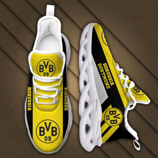 Bundesliga Borussia Dortmund Logo Black Stripe Pattern 3D Max Soul Sneaker Shoes In Yellow