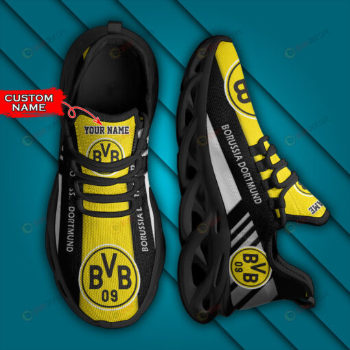 Bundesliga Borussia Dortmund Logo Black Stripe Pattern Custom Name 3D Max Soul Sneaker Shoes