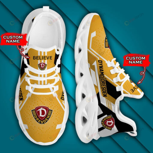 Bundesliga Dynamo Dresden Logo Pattern Custom Name 3D Max Soul Sneaker Shoes In Yellow