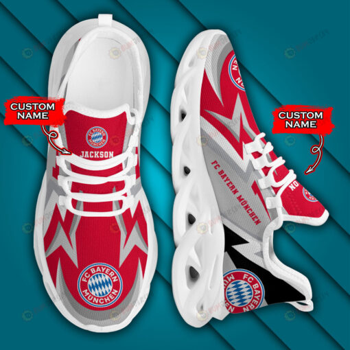 Bundesliga FC Bayern M?nchen Logo Pattern Custom Name Red Gray 3D Max Soul Sneaker Shoes