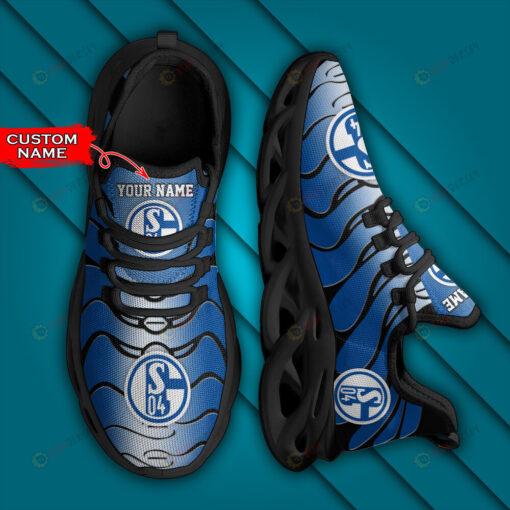 Bundesliga FC Schalke 04 Logo Wavy Pattern Custom Name 3D Max Soul Sneaker Shoes