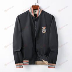 Burberry B Logo Embroidered Bomber Jacket In Black