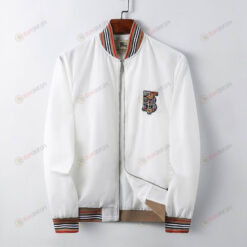Burberry B Logo Embroidered Bomber Jacket In White