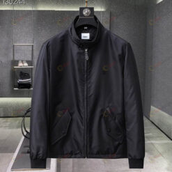 Burberry Chequered Crest Nylon Bomber Jacket In Black