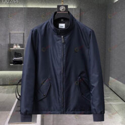 Burberry Chequered Crest Nylon Bomber Jacket In Navy