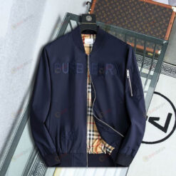 Burberry Embroidered Lettering Bomber Jacket In Navy