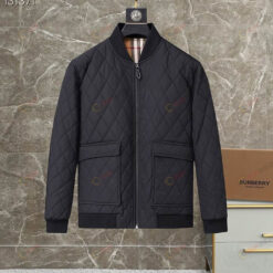 Burberry Quilted Signature Bomber Jacket In Black