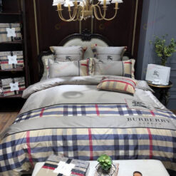 Burberry Vintage Check Long-Staple Cotton Bedding Set In Gray/Blue