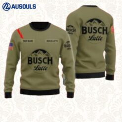 Busch Latte Flag Military Green Personalized Christmas Ugly Sweaters For Men Women Unisex