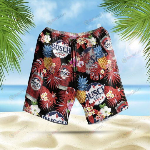 Busch Light Apple Tropical Flower Hawaiian Shorts Summer Shorts Men Shorts - Print Shorts