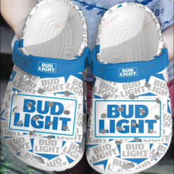 Busch Light Beer Sign Crocs Classic Clogs Shoes In Blue White - AOP Clog