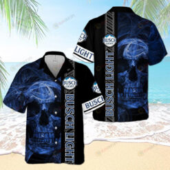 Busch Light Freshing Blue Skull Hawaiian Shirt In Black