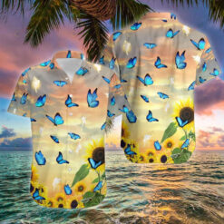 Butterfly Angels Sunflower Curved Hawaiian Shirt Summer Vibes