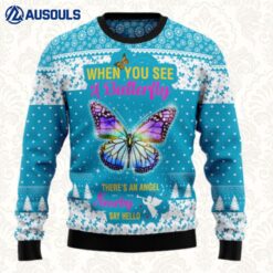 Butterfly Nearby Say Hello Ugly Sweaters For Men Women Unisex