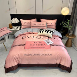Bvlgari Printed Washed Silk Bedding Set In Pink