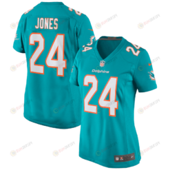 Byron Jones 24 Miami Dolphins Game Women Jersey - Aqua
