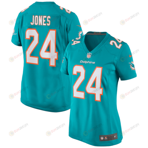 Byron Jones 24 Miami Dolphins Game Women Jersey - Aqua