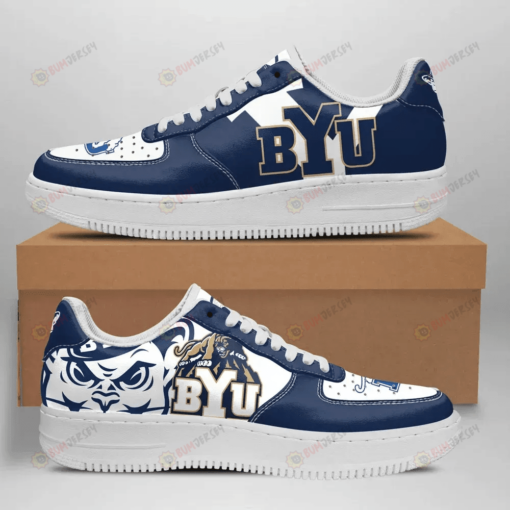 Byu Cougars Logo Pattern Air Force 1 Printed In Blue White