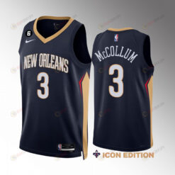 C.J. McCollum 3 New Orleans Pelicans Navy Jersey 2022-23 Icon Edition NO.6 Patch