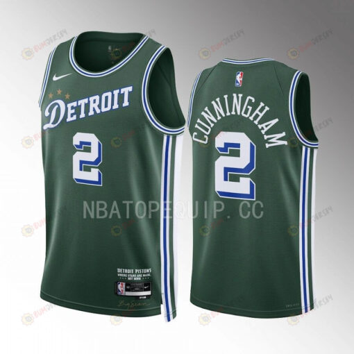 Cade Cunningham 2 2022-23 Detroit Pistons Green City Edition Jersey Swingman