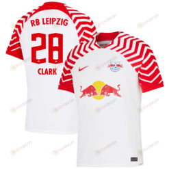 Caden Clark 28 RB Leipzig 2023/24 Home Men Jersey - White/Red