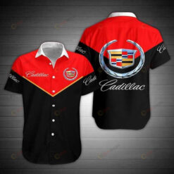 Cadillac Curved Short Sleeve Hawaiian Shirt Black Red Pattern
