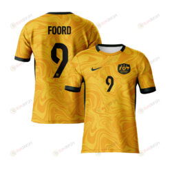 Caitlin Foord 9 Australia 2023 Youth Home Jersey - Yellow - All Over Printed Jersey