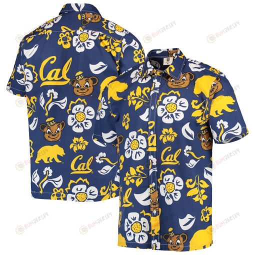 Cal Bears Navy Floral Button-Up Hawaiian Shirt
