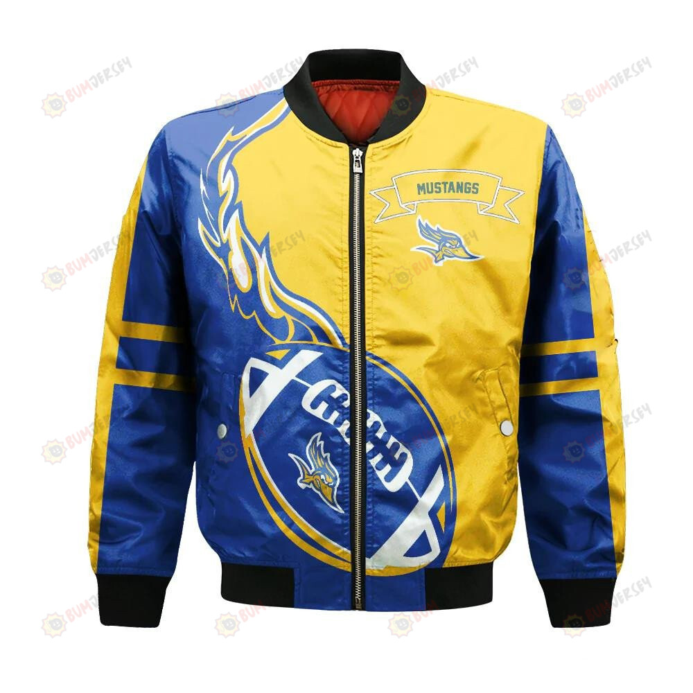 Cal Poly Mustangs Bomber Jacket 3D Printed Flame Ball Pattern