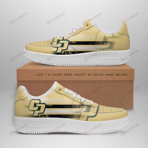 Cal Poly Mustangs Logo Stripe Pattern Air Force 1 Printed In Yellow