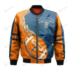 Cal State Bakersfield Roadrunners Bomber Jacket 3D Printed Flame Ball Pattern