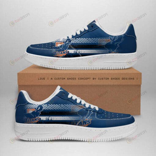 Cal State Fullerton Titans Logo Stripe Pattern Air Force 1 Printed In Blue