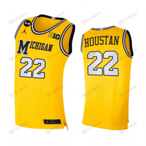 Caleb Houstan 22 Michigan Wolverines Uniform Jersey 2022-23 Limited Basketball Maize