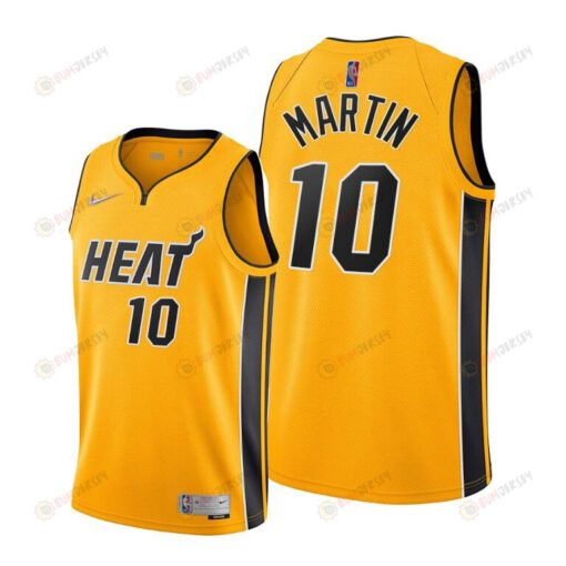 Caleb Martin 10 Miami Heat Earned Edition Gold Jersey - Men Jersey