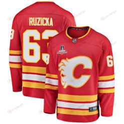 Calgary Flames Adam Ruzicka 63 Home 2022 Stanley Cup Champions Breakaway Men Jersey - Red