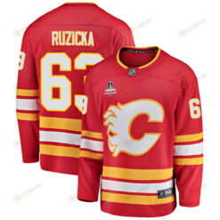 Calgary Flames Adam Ruzicka 63 Home 2022 Stanley Cup Playoffs Breakaway Men Jersey - Red