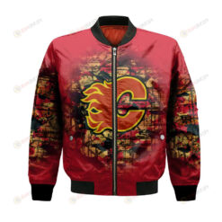 Calgary Flames Bomber Jacket 3D Printed Camouflage Vintage