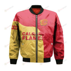 Calgary Flames Bomber Jacket 3D Printed Curve Style Custom Text And Number